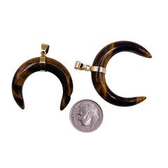 30mm Crescent Tiger Eye Pendant