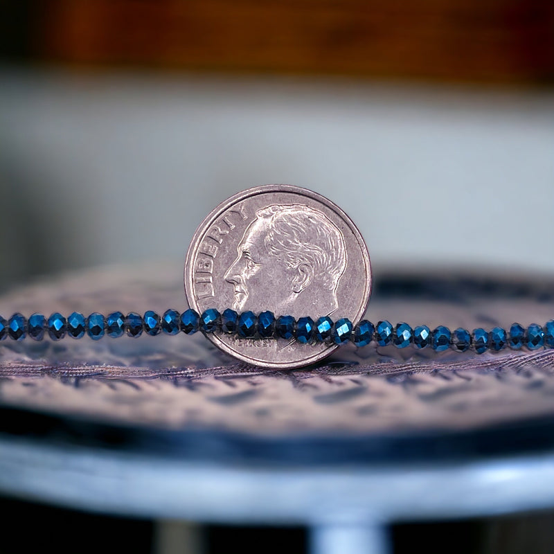 2mm Thunder Polish Glass Crystal Roundel Magic Blue