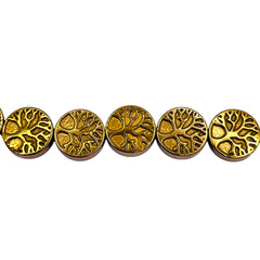 10mm Coin Hematite Gold