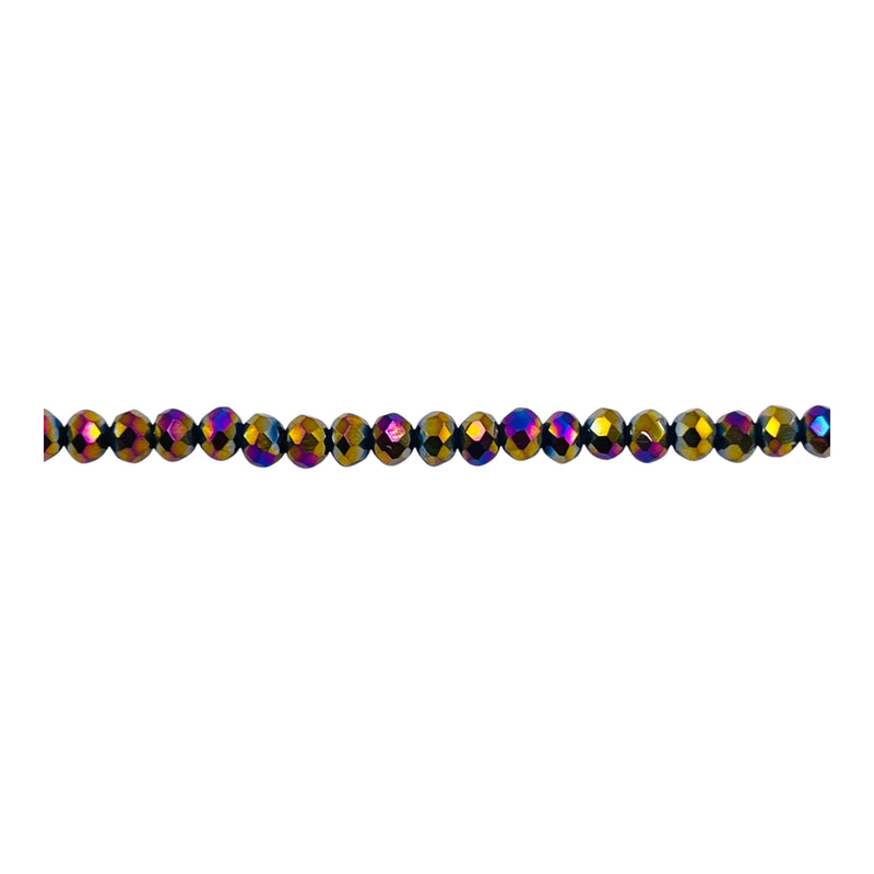 3mm Thunder Polish Glass Crystal Roundel Cut Rainbow Light