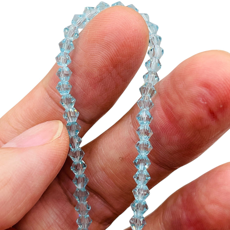 4mm Thunder Polish Glass Crystal Bicone Lt. Aquamarine