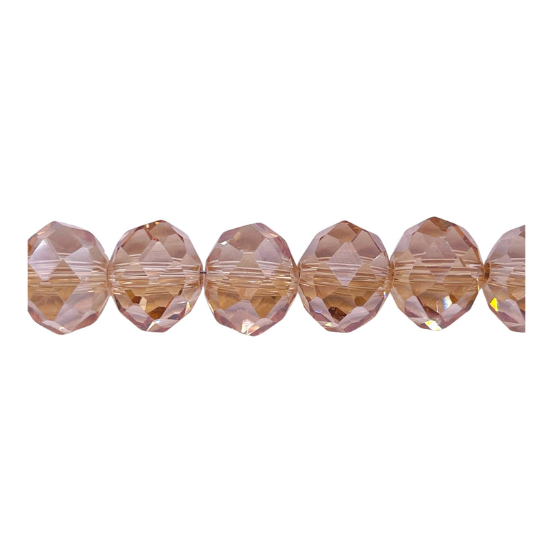 12mm Roundel Cut Glass Crystal Gold Champagne