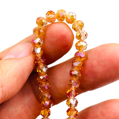 6mm Thunder Polish Glass Crystal Roundel Cut Magic Orange