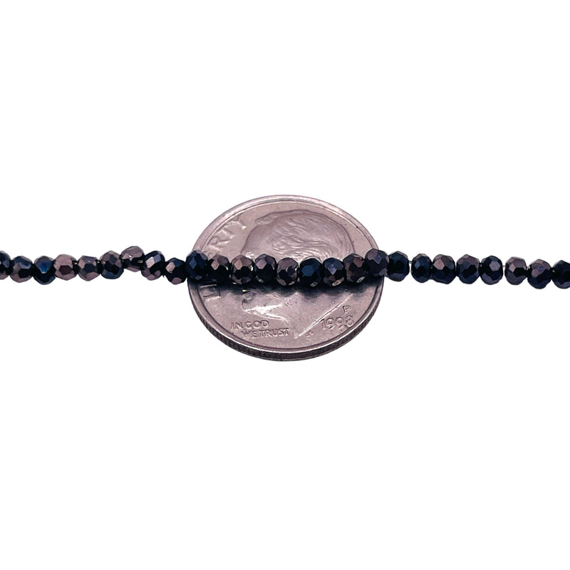 2mm Thunder Polish Glass Crystal Roundel Cut Jet Half Hematite