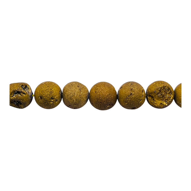 8mm Druzy Round Gold