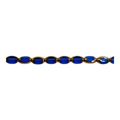 6x3mm Oval Glass Crystal Gold Edge Sapphire