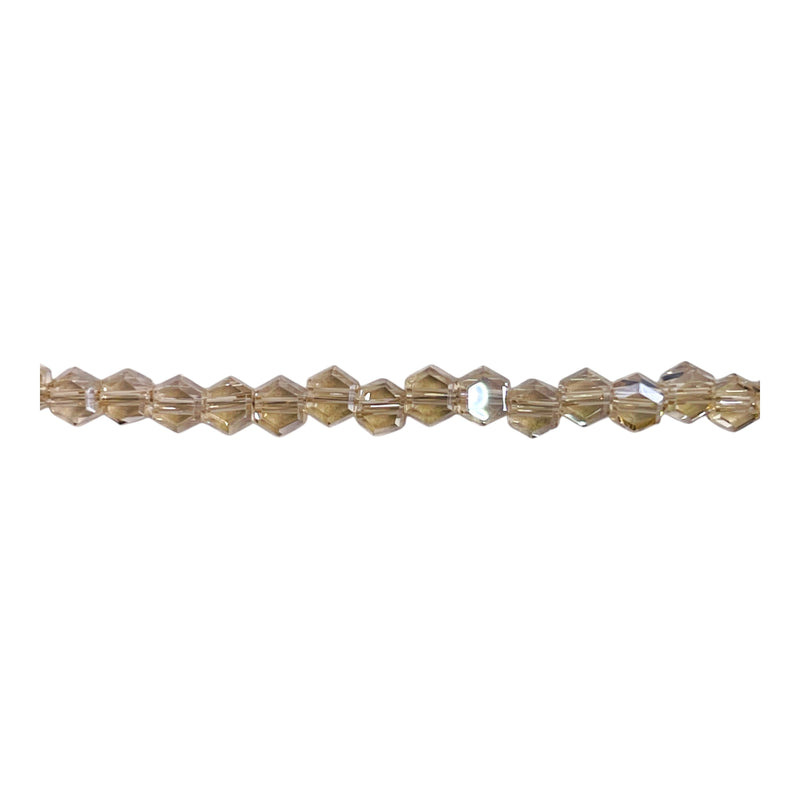 4mm Hexagon Glass Crystal Silver Champagne