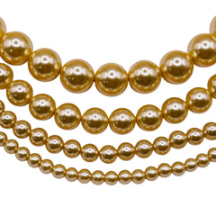 4mm Round Thunder Polish Glass Pearl Gold