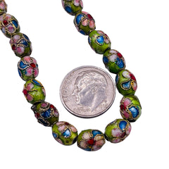 8x6mm Oval Cloisonne Green