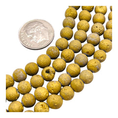 6mm Druzy Round Gold