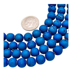 8mm Druzy Round Blue Light