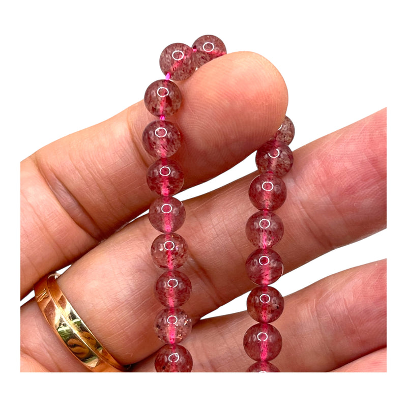 6mm Round Strawberry Quartz A Grade