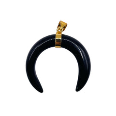 30mm Crescent Obsidian Pendant