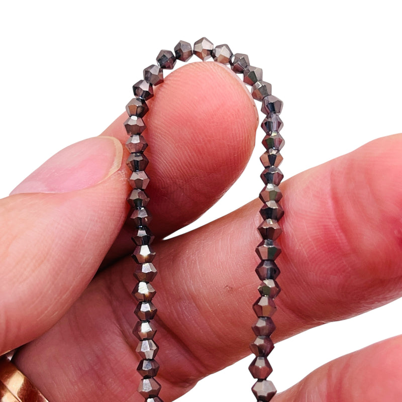 3mm Thunder Polish Glass Crystal Bicone Hematite