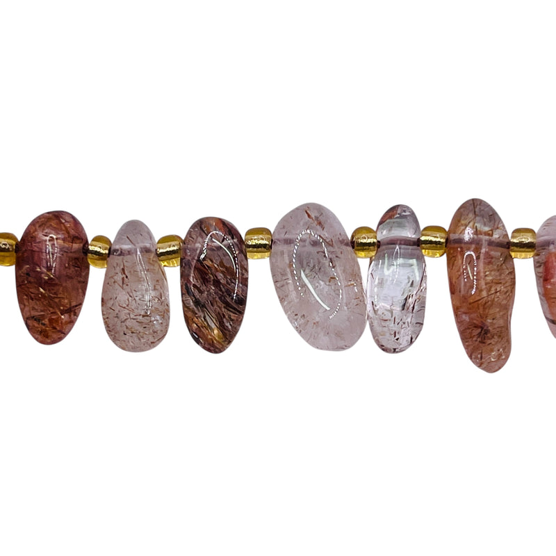 9-13mm Chips Rutilated Quartz side drilled