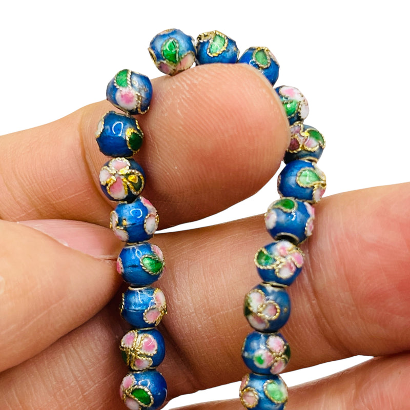 6mm Round Cloisonne Blue