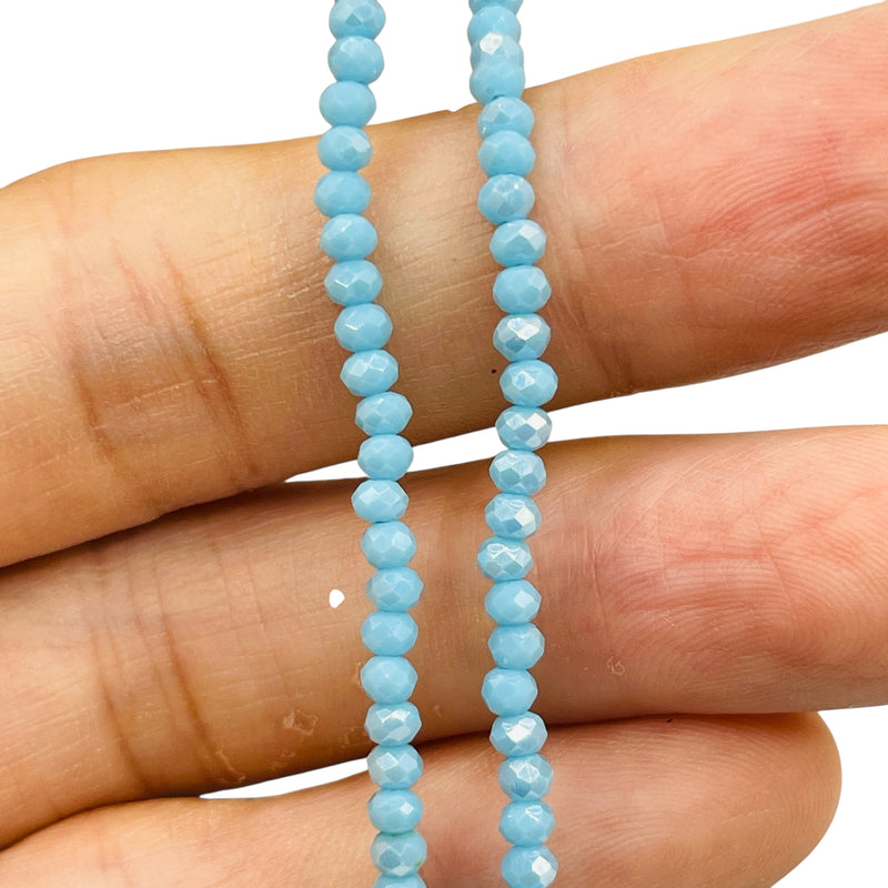 3mm Thunder Polish Glass Crystal Roundel Cut Sky Jade AB