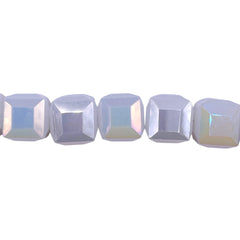 10mm Cube Glass Crystal White Jade AB