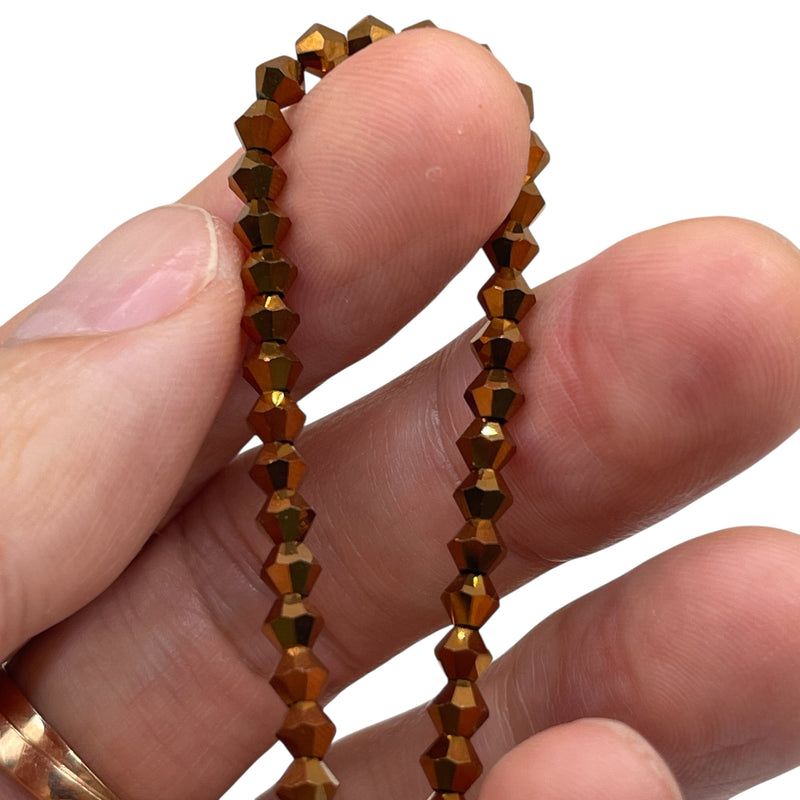 4mm Thunder Polish Glass Crystal Bicone Copper