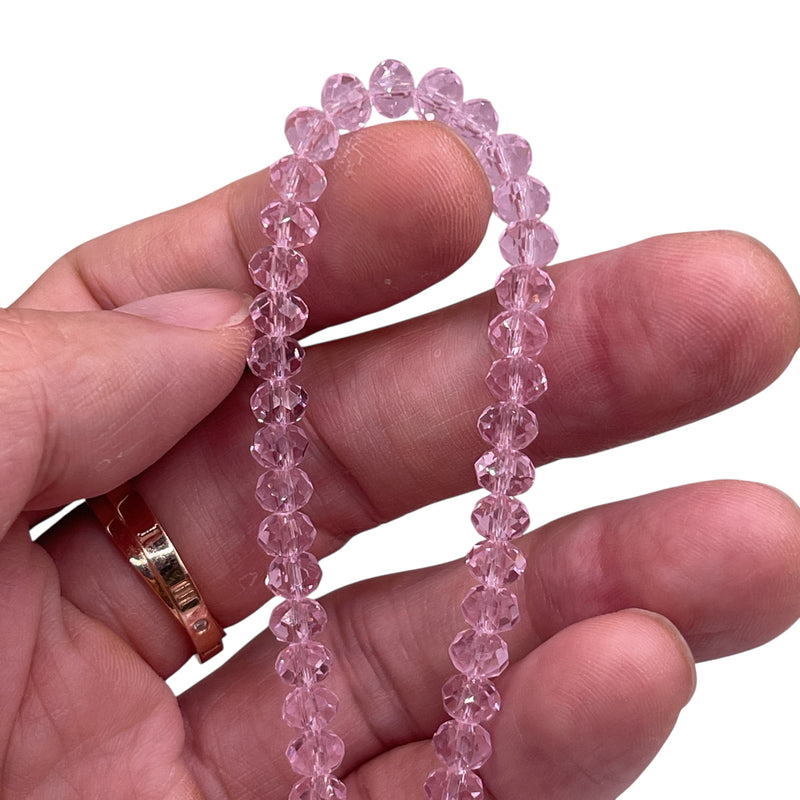 6mm Thunder Polish Glass Crystal Roundel Cut Rosaline