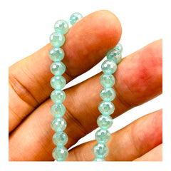 6mm Thunder Polish Round Disco Cut Aquamarine Jade Super AB
