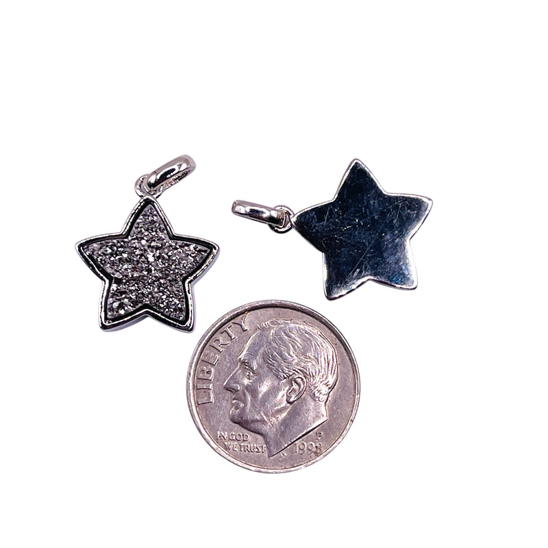 16mm Star Druzy Pendant Rhodium