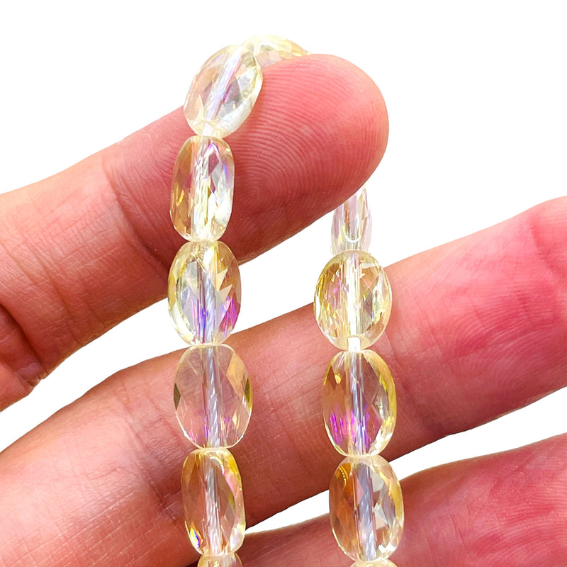 10x8mm Oval Glass Crystal Magic Gold