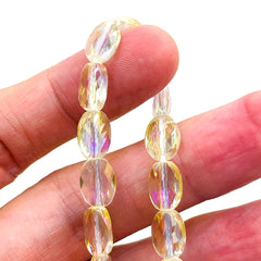 10x8mm Oval Glass Crystal Magic Gold