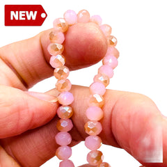 6mm Thunder Polish Glass Crystal Roundel Cut Rose Jade GA