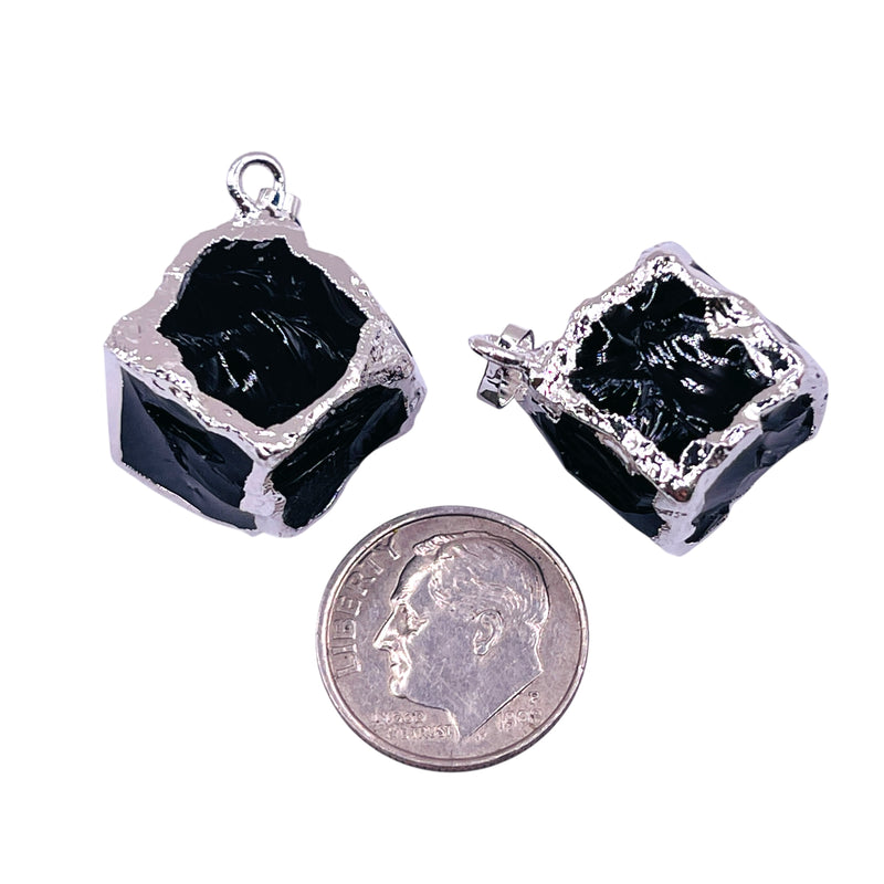 16mm Cube Obsidian Pendant