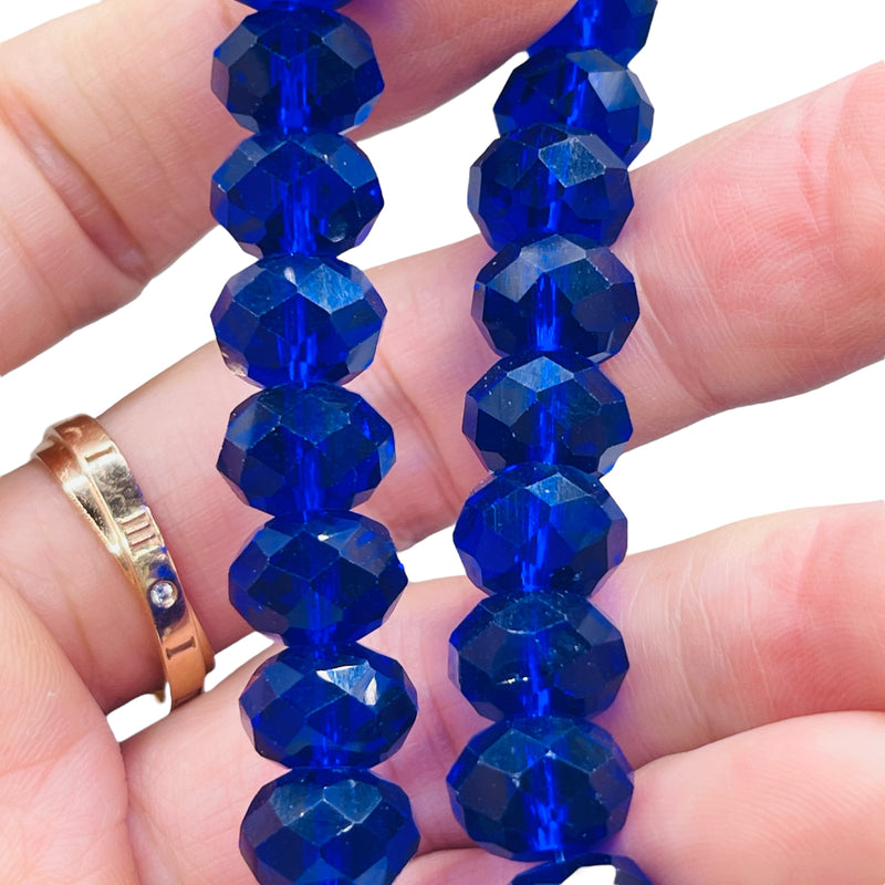 12mm Roundel Cut Glass Crystal Dark Sapphire