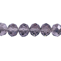 12mm Roundel Cut Glass Crystal Silver Gray