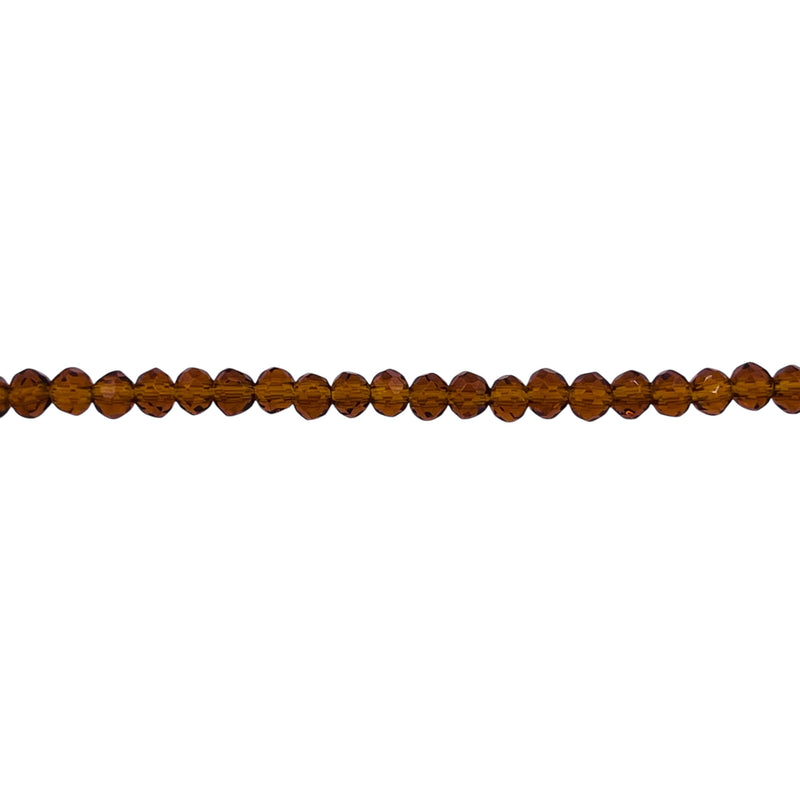 3mm Thunder Polish Glass Crystal Roundel Cut Med. Smoked Topaz
