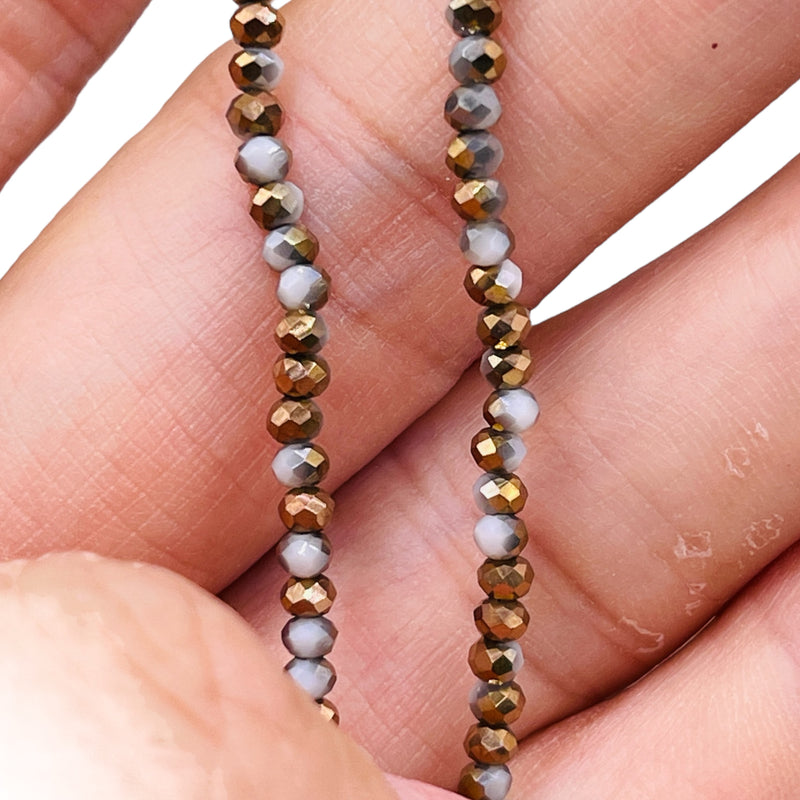 3mm Thunder Polish Glass Crystal Roundel Cut White Jade HC