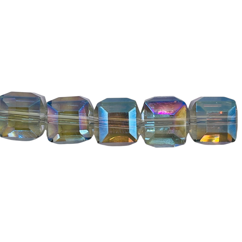 10mm Cube Glass Crystal Magic Green