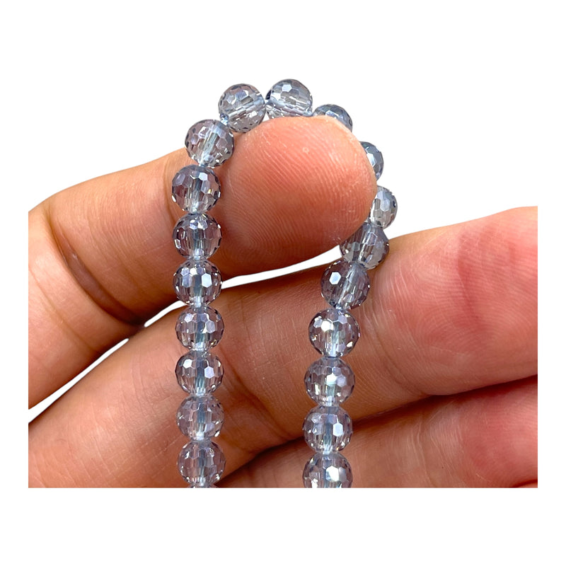 6mm Thunder Polish Round Disco Cut Gray Blue