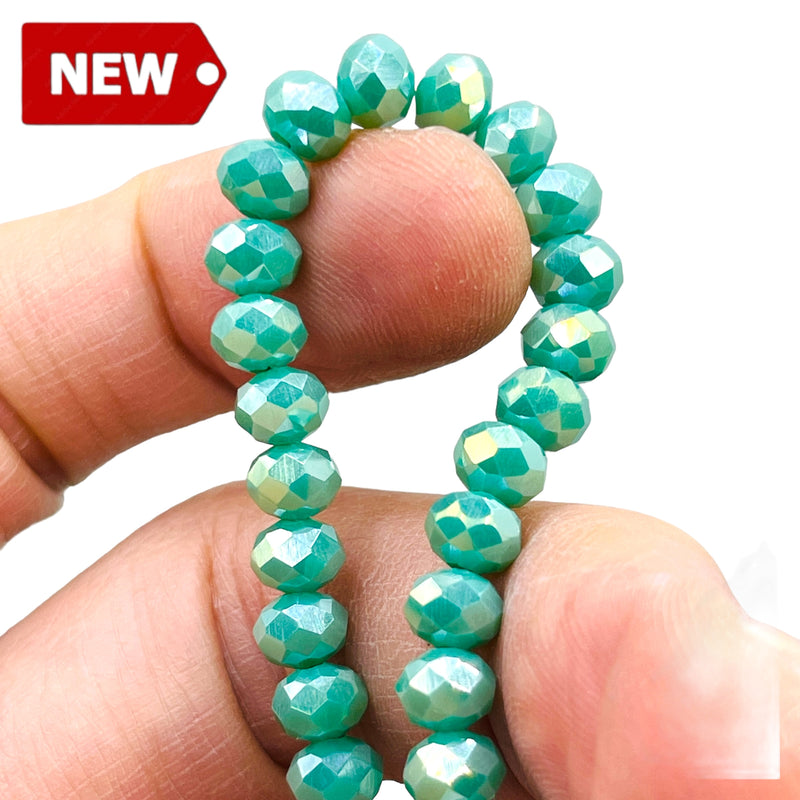 6mm Thunder Polish Glass Crystal Roundel Cut Sea Gold