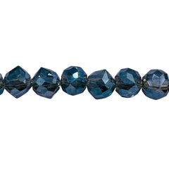8mm Round Free Cut Glass Crystal Black Magic Green