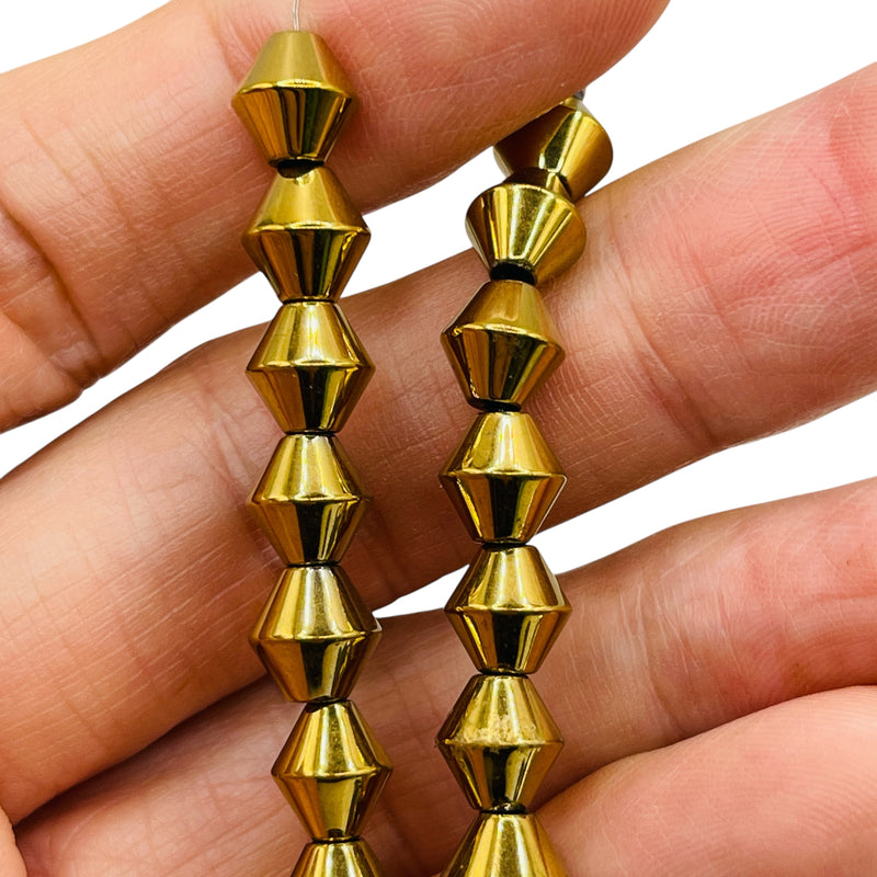 8mm Bicone Hematite Gold