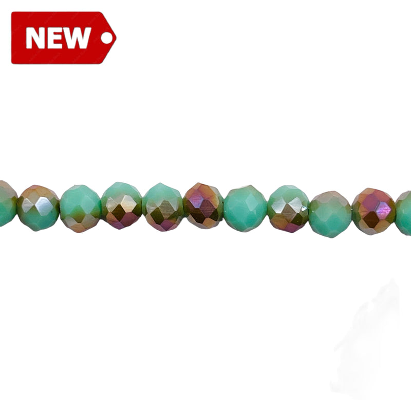 6mm Thunder Polish Glass Crystal Roundel Cut Olive Green Jade MG