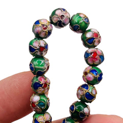 8mm Round Cloisonne DK. Green