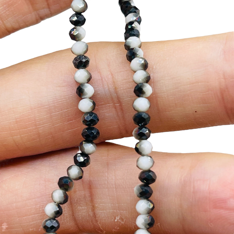 3mm Thunder Polish Glass Crystal Roundel Cut White Jade HH