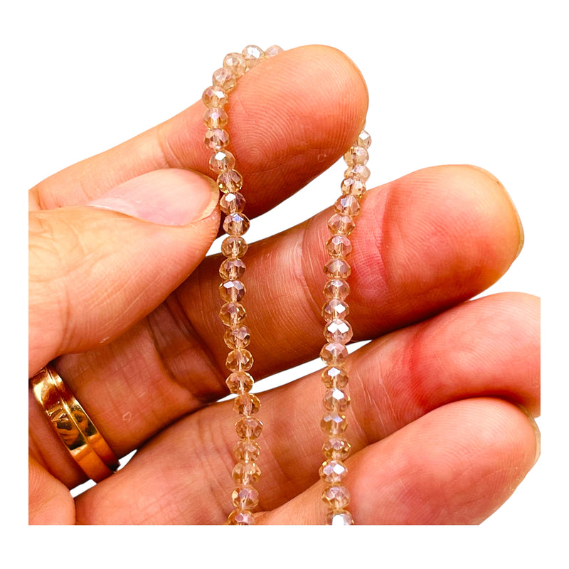 3mm Thunder Polish Glass Crystal Roundel Cut Silver Champagne AB
