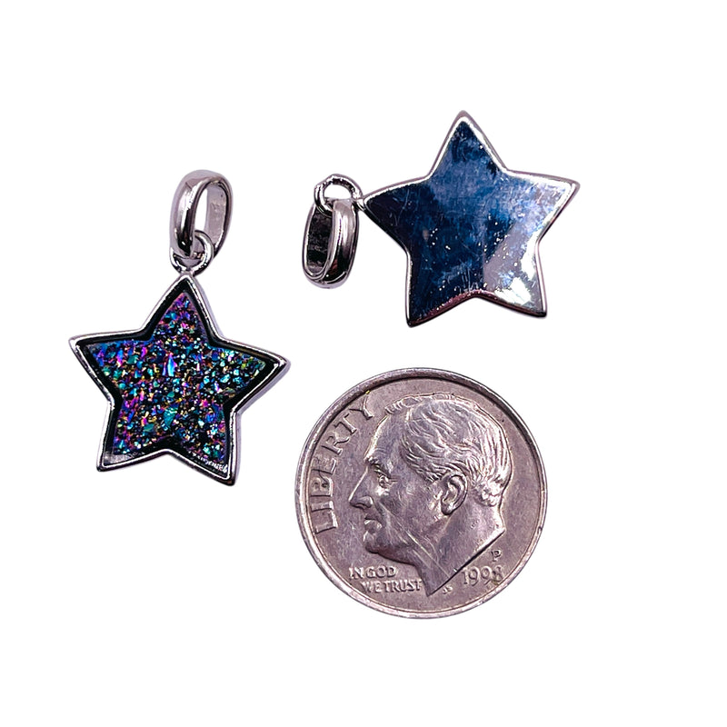 16mm Star Druzy Pendant Purple Light