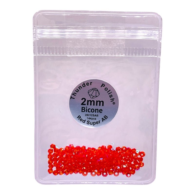 2mm Thunder Polish Glass Crystal Bicone Red Super AB