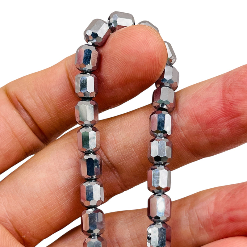 7x6mm Cylinder Cut White Gold