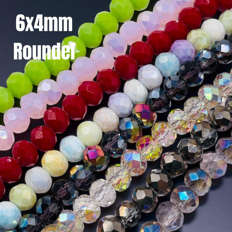 6x4mm Roundel Cut Glass Crystal Package Deal