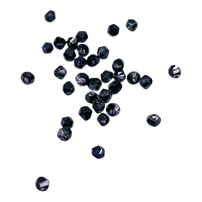 2mm Thunder Polish Glass Crystal Bicone Half Hematite