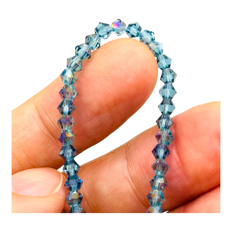 4mm Thunder Polish Glass Crystal Bicone Med. Aquamarine MP