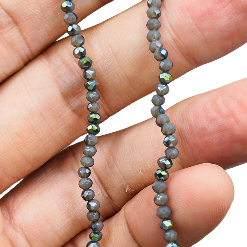 3mm Thunder Polish Glass Crystal Roundel Cut Purple Jade MG